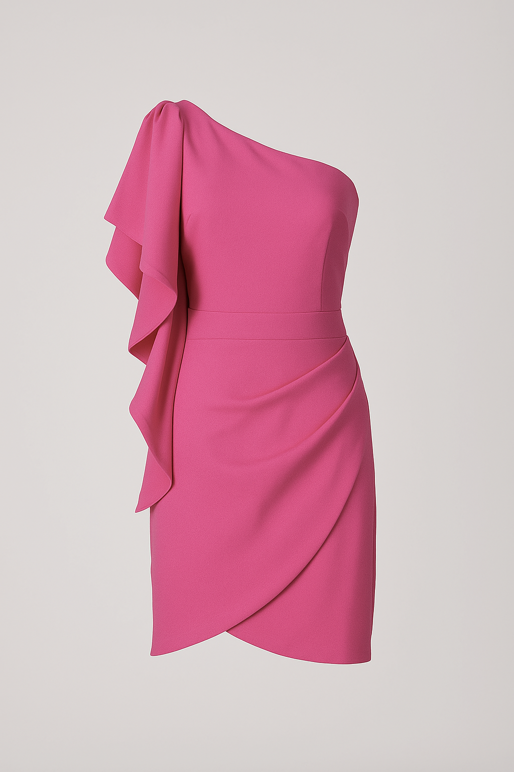 Molly | Abito Cerimonia Donna Asimmetrico Elegante - Rosa - abito asimmetrico abito cocktail abito drappeggiato abito elegante abito mini gonna avvolgente mini dress moda serale modellante tessuto strutturato - Concept Palermo
