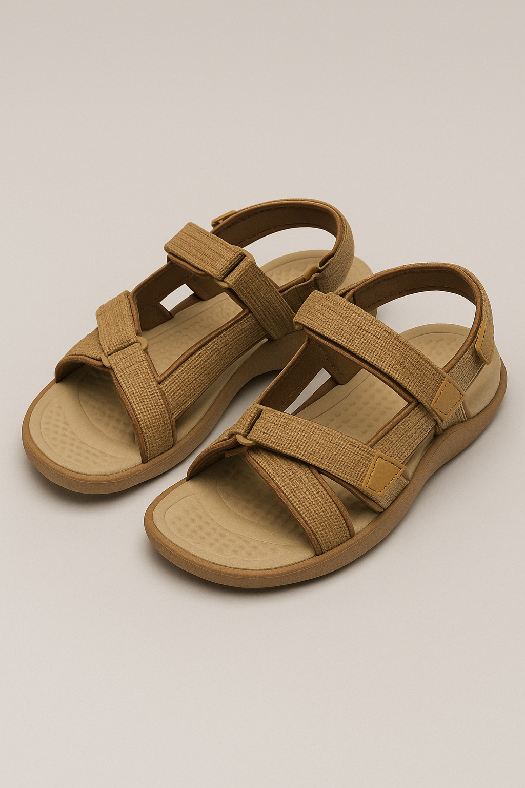 Astrid | Comodi sandali da esterno con chiusura in velcro per donna - Beige - africa beige casual flat massage sandals Thailand women womens - Concept Palermo