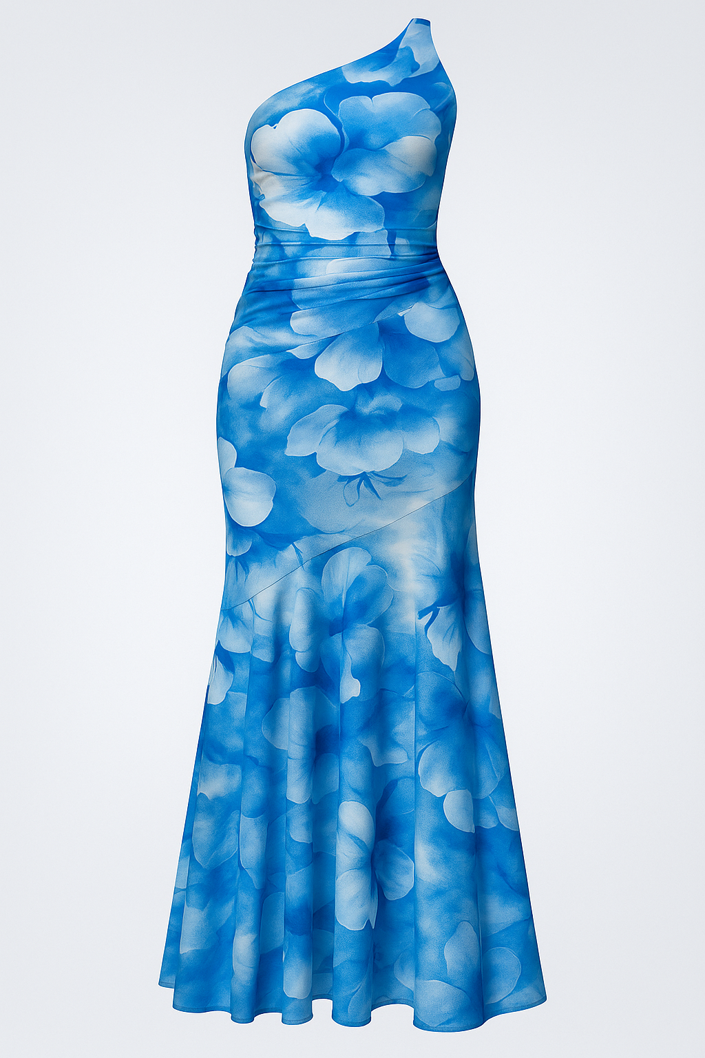 Leah | Abito Elegante da Donna con Spallina Unica - Blu - Abito alla Moda Abito con Orlo Lungo Abito da Cerimonia Abito Elegante Abito Maxi Corpetto Arricciato Dress con Spallina Unica Materiale in Poliestere Stile Elegante Vestito Fashion - Concept Palermo