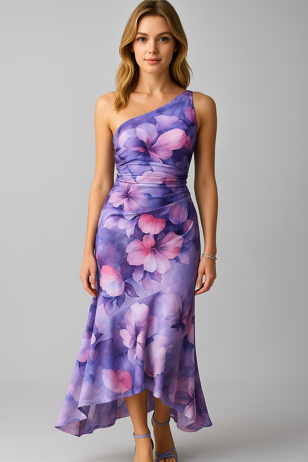Leah | Abito Elegante da Donna con Spallina Unica - - Abito alla Moda Abito con Orlo Lungo Abito da Cerimonia Abito Elegante Abito Maxi Corpetto Arricciato Dress con Spallina Unica Materiale in Poliestere Stile Elegante Vestito Fashion - Concept Palermo