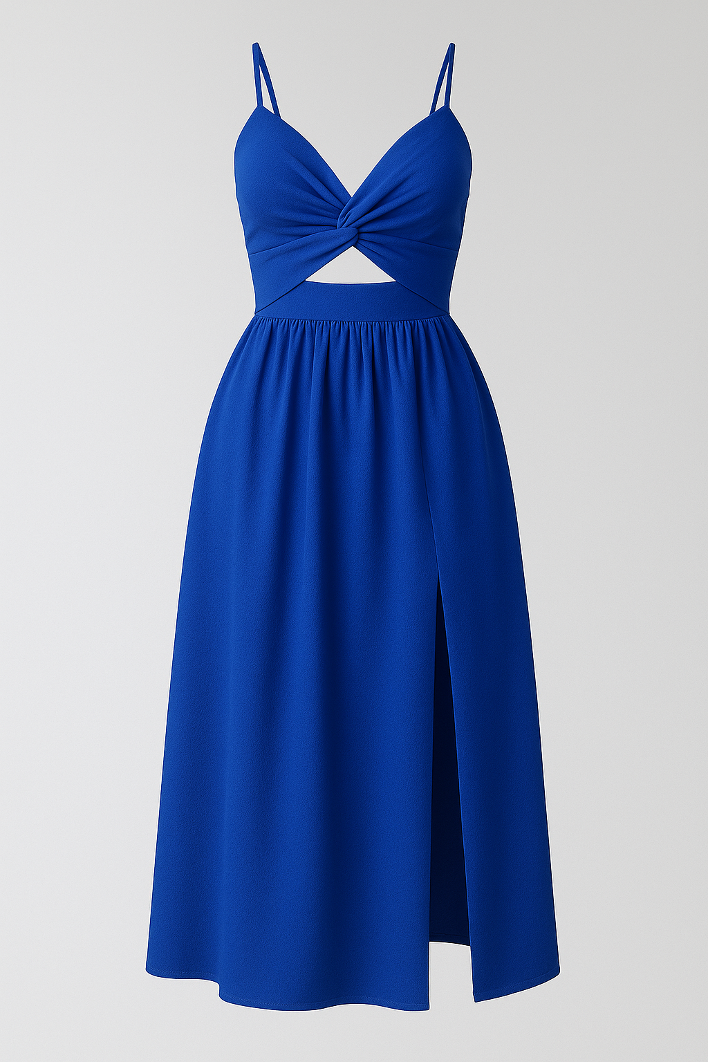 Jessie | Abito Midi Elegante con Spalline Sottili - Blu - abito cocktail abito con spacco alto abito con spalline sottili abito estivo elegante abito midi elegante abito sexy con dettagli cut-out abito versatile moda femminile vestito da sera vestito per matrimoni - Concept Palermo