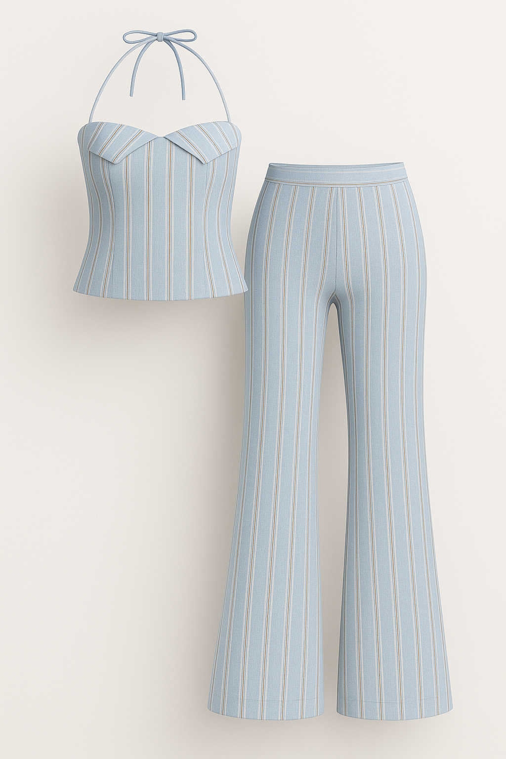 Camila | Completo Estivo Leggero con Top e Pantaloni - Blu - abbigliamento casual completo estivo completo versatile fashion estate moda estiva pantaloni a righe set estivo stile informale top leggero vestibilità comoda - Concept Palermo