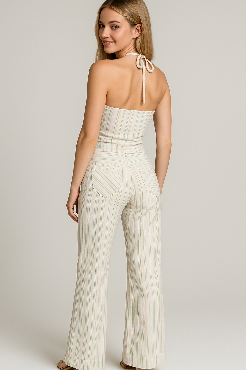 Camila | Completo Estivo Leggero con Top e Pantaloni - - abbigliamento casual completo estivo completo versatile fashion estate moda estiva pantaloni a righe set estivo stile informale top leggero vestibilità comoda - Concept Palermo