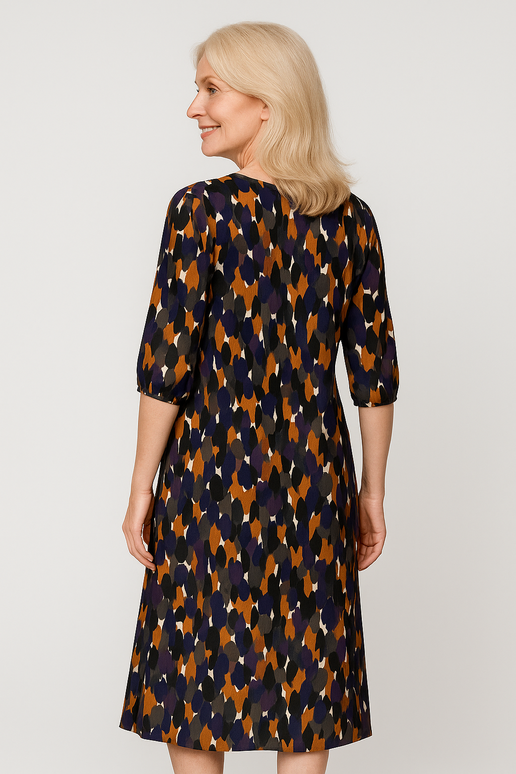 Eleanor | Abito Donna Elegante Stampa Vintage - - abito alla moda abito da cerimonia abito elegante abito versatile look raffinato moda chic stampa vintage tessuto morbido V-hals abito vestito con maniche a sbuffo - Concept Palermo