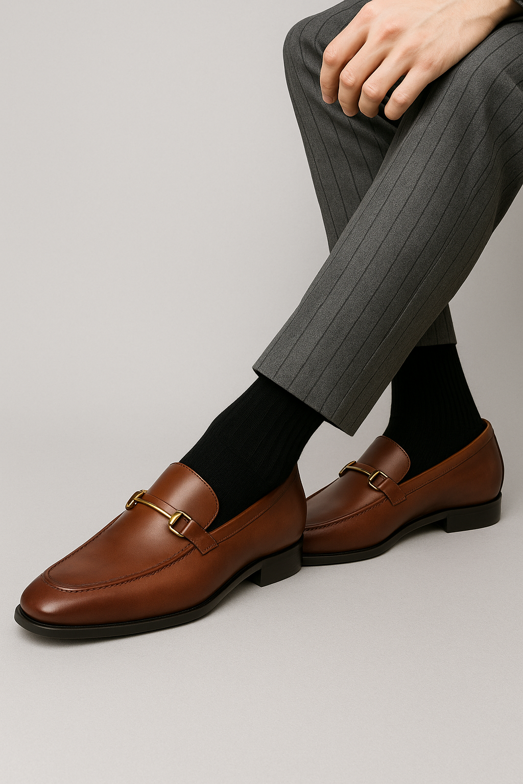 Gavin| Mocassini classici in pelle da uomo marroni con anello decorativo - - Men's Shoes Shoes - Concept Palermo