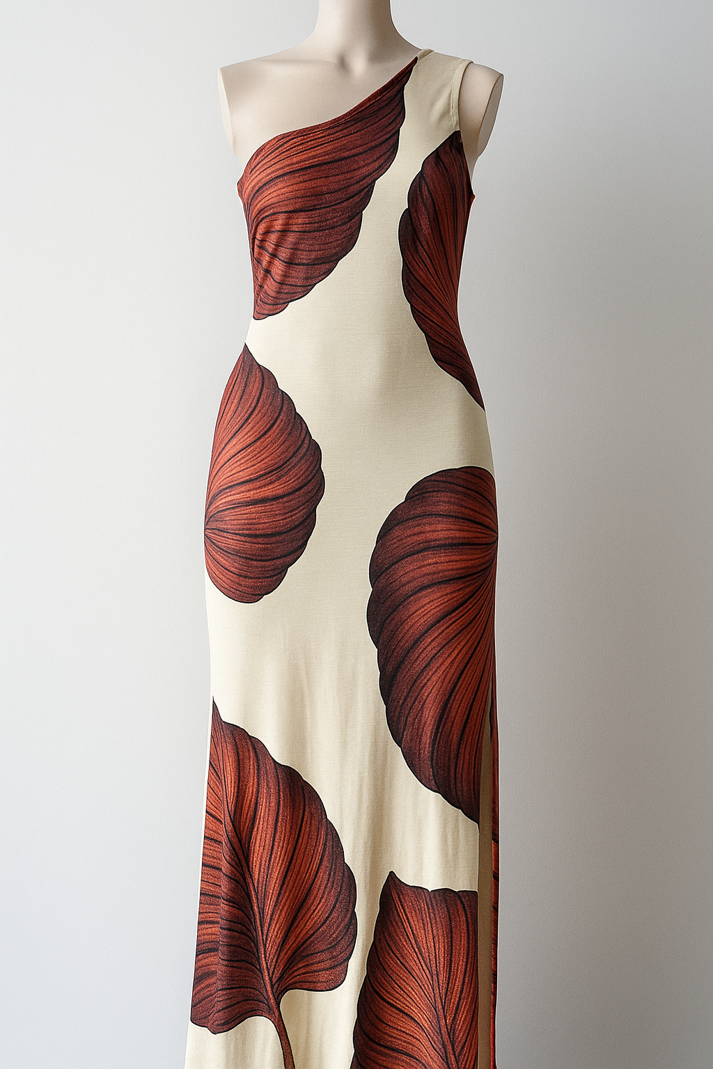 Katie | Abito Maxi Elegante a Spalla Unica - - abbigliamento tropicale abito a spalla unica abito maxi eleganti design asimmetrico maxi vestito con stampa spacco strategico tessuto in poliestere vestito estivo vestito lungo senza maniche vestito versatile - Concept Palermo