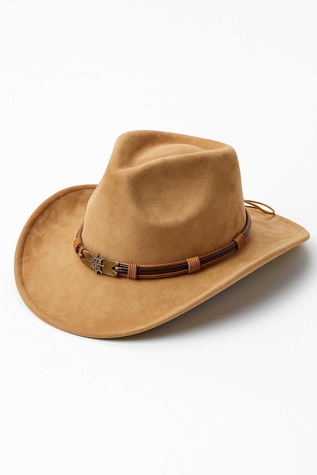Steen | Cappello da cowboy classico in camoscio con nastro decorativo - Cachi 56CM-59CM - cowboy hat hat WOMEN - Concept Palermo