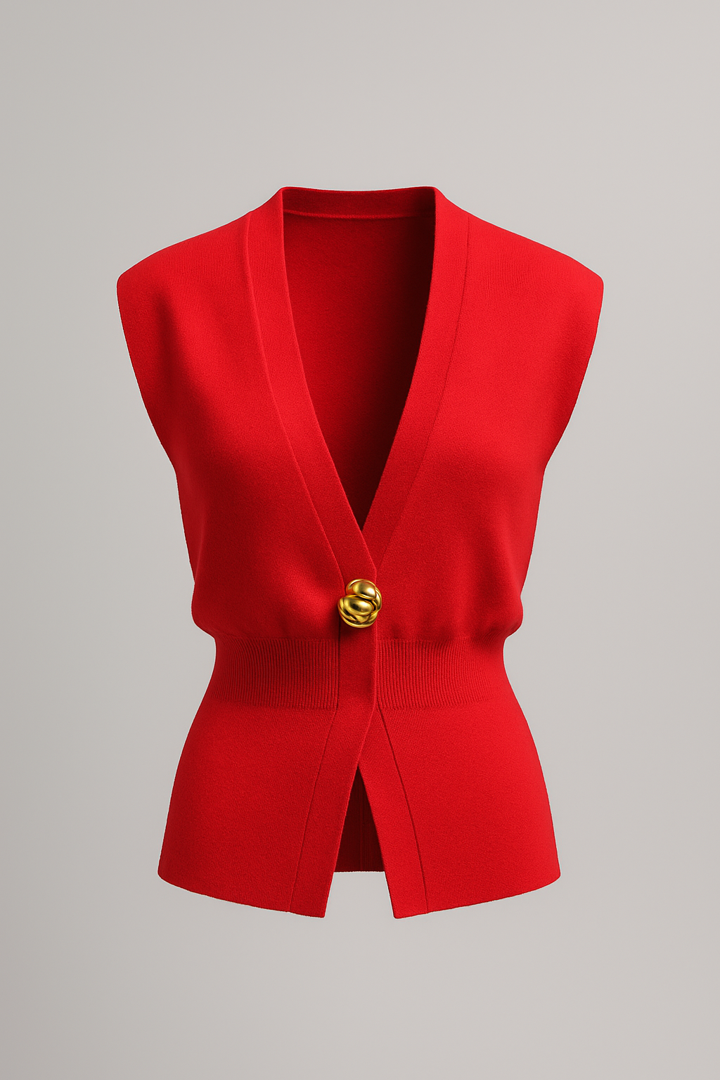 Iris | Elegante gilet a maglia per donna con bottone dorato - Rosso - fashion Knitted Tops women Womens womens fashion - Concept Palermo