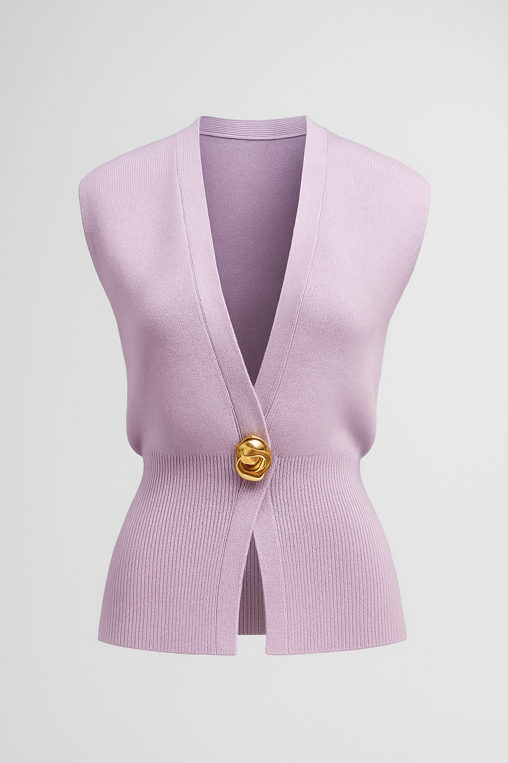 Iris | Elegante gilet a maglia per donna con bottone dorato - Viola - fashion Knitted Tops women Womens womens fashion - Concept Palermo
