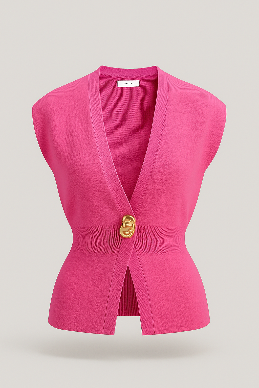 Iris | Elegante gilet a maglia per donna con bottone dorato - Rosa - fashion Knitted Tops women Womens womens fashion - Concept Palermo