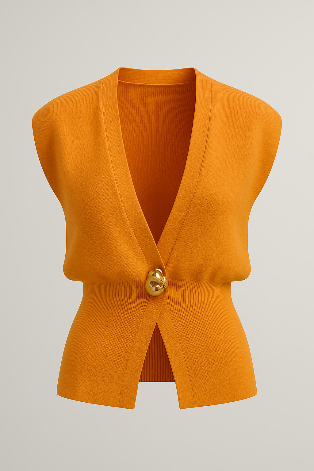 Iris | Elegante gilet a maglia per donna con bottone dorato - Arancia - fashion Knitted Tops women Womens womens fashion - Concept Palermo