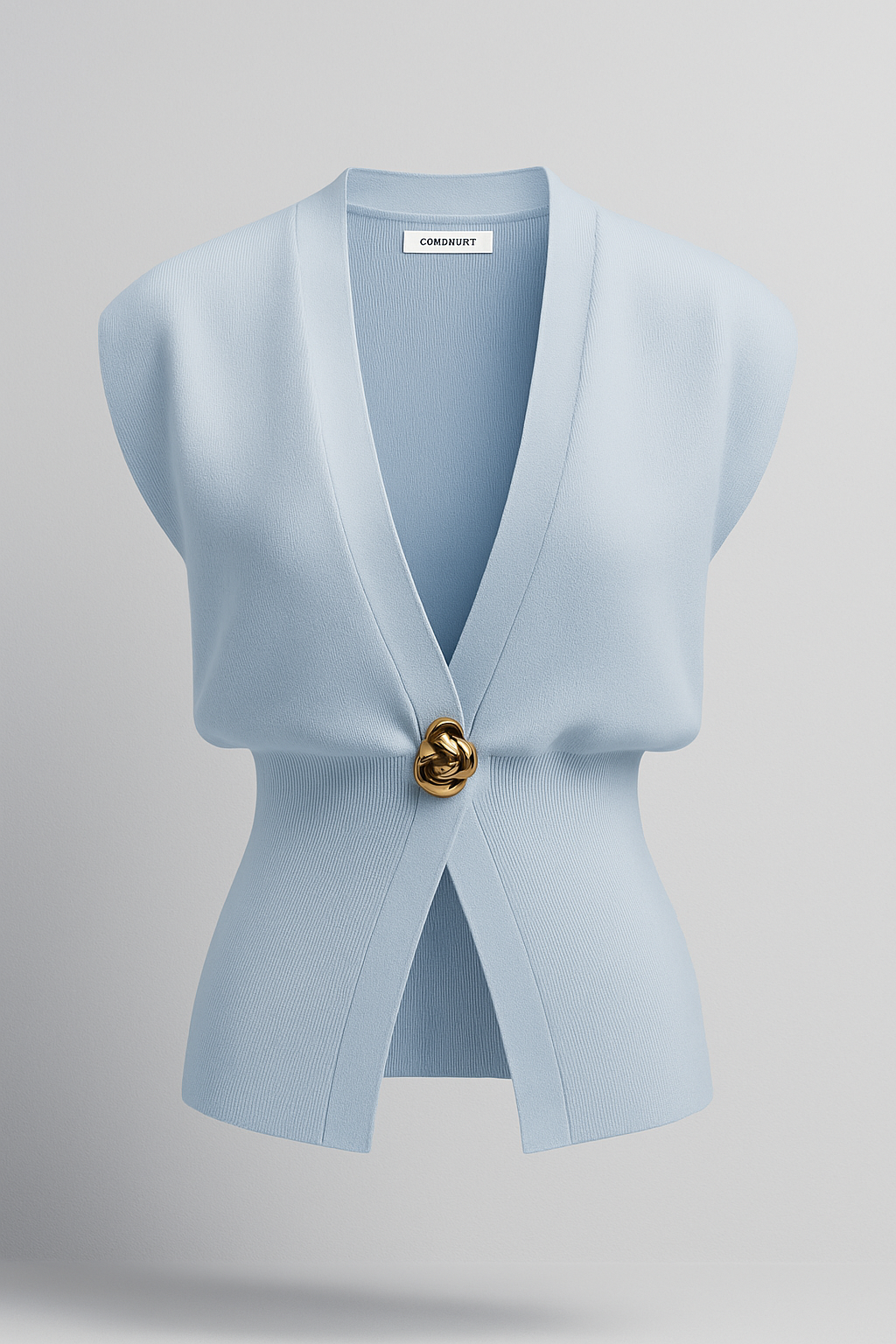 Iris | Elegante gilet a maglia per donna con bottone dorato - Blu - fashion Knitted Tops women Womens womens fashion - Concept Palermo
