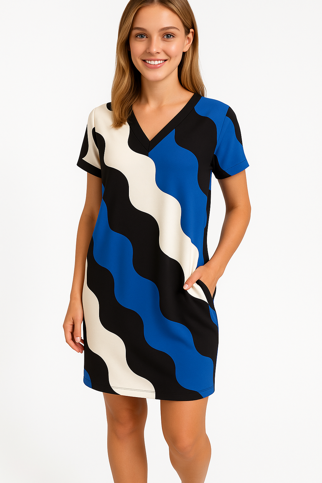 Lacey | Abito Donna Elegante con Décolleté a V - - abito blu abito corto abito elegante abito facile da mantenere abito femminile abito rosa abito verde décolleté a V vestito per occasioni speciali vestito versatile - Concept Palermo