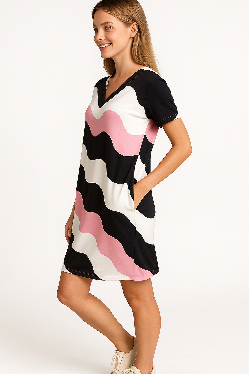 Lacey | Abito Donna Elegante con Décolleté a V - - abito blu abito corto abito elegante abito facile da mantenere abito femminile abito rosa abito verde décolleté a V vestito per occasioni speciali vestito versatile - Concept Palermo