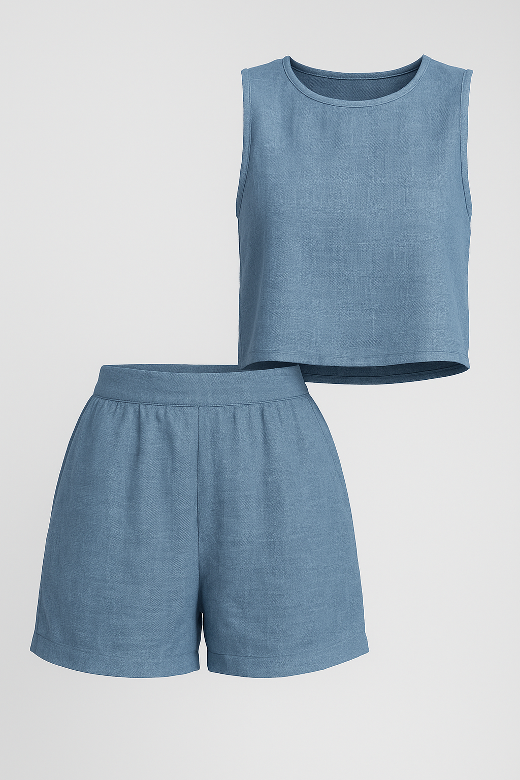 Diara | Set estivo senza maniche a due pezzi - Blu - bequeme Shorts elegante Sommermode farblich kombinierbar leichte Bekleidung lässige Anlässe moderne Kleidungsstücke Sommer Outfit Trendige Damenmode zwei-teiliges Set ärmelose Weste - Concept Palermo