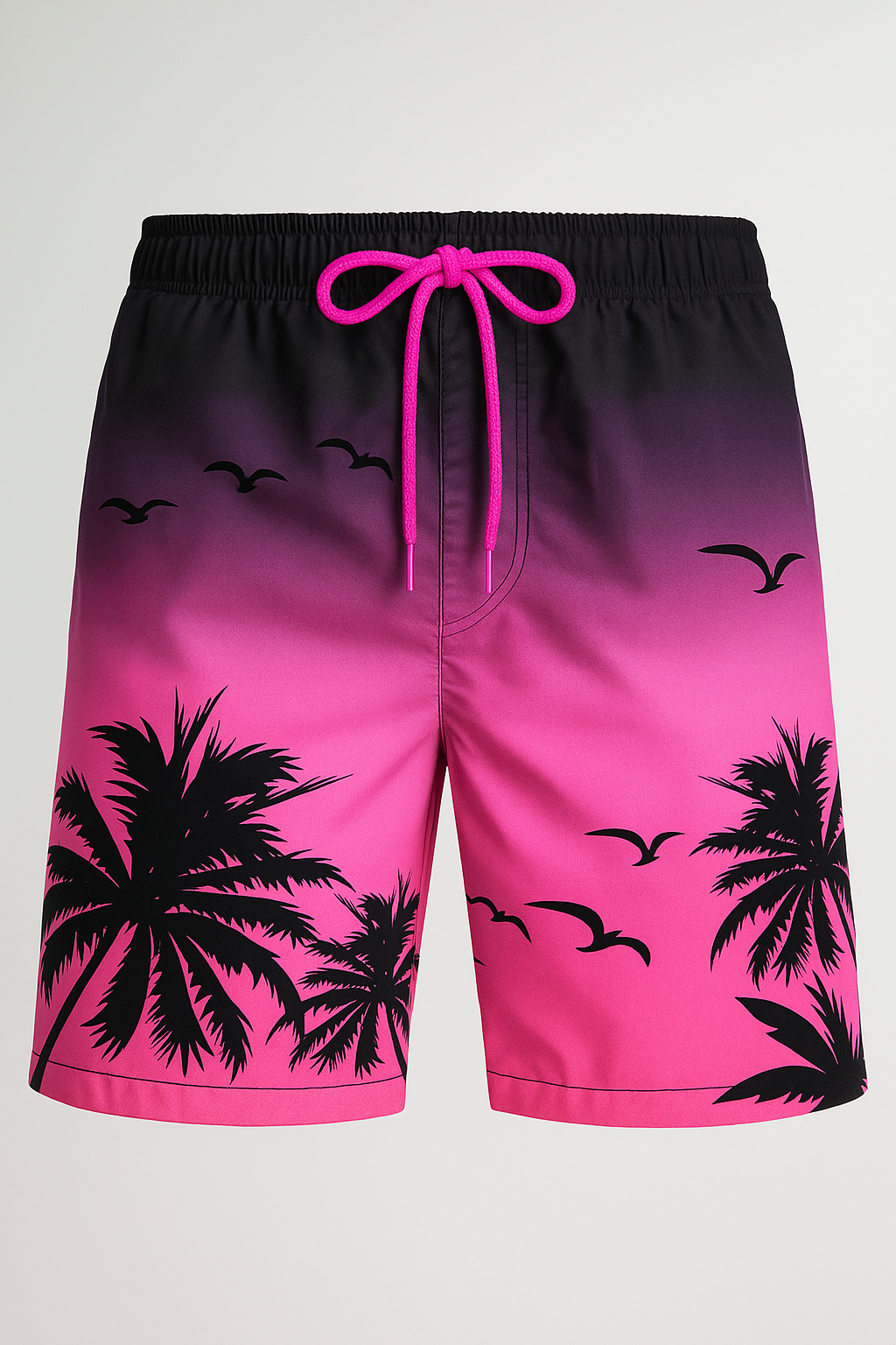 Kai | Boxer da uomo con stampa di tramonto tra le palme - Viola - fashion occasion: summer fashion style: summer summer Summer shorts - Concept Palermo