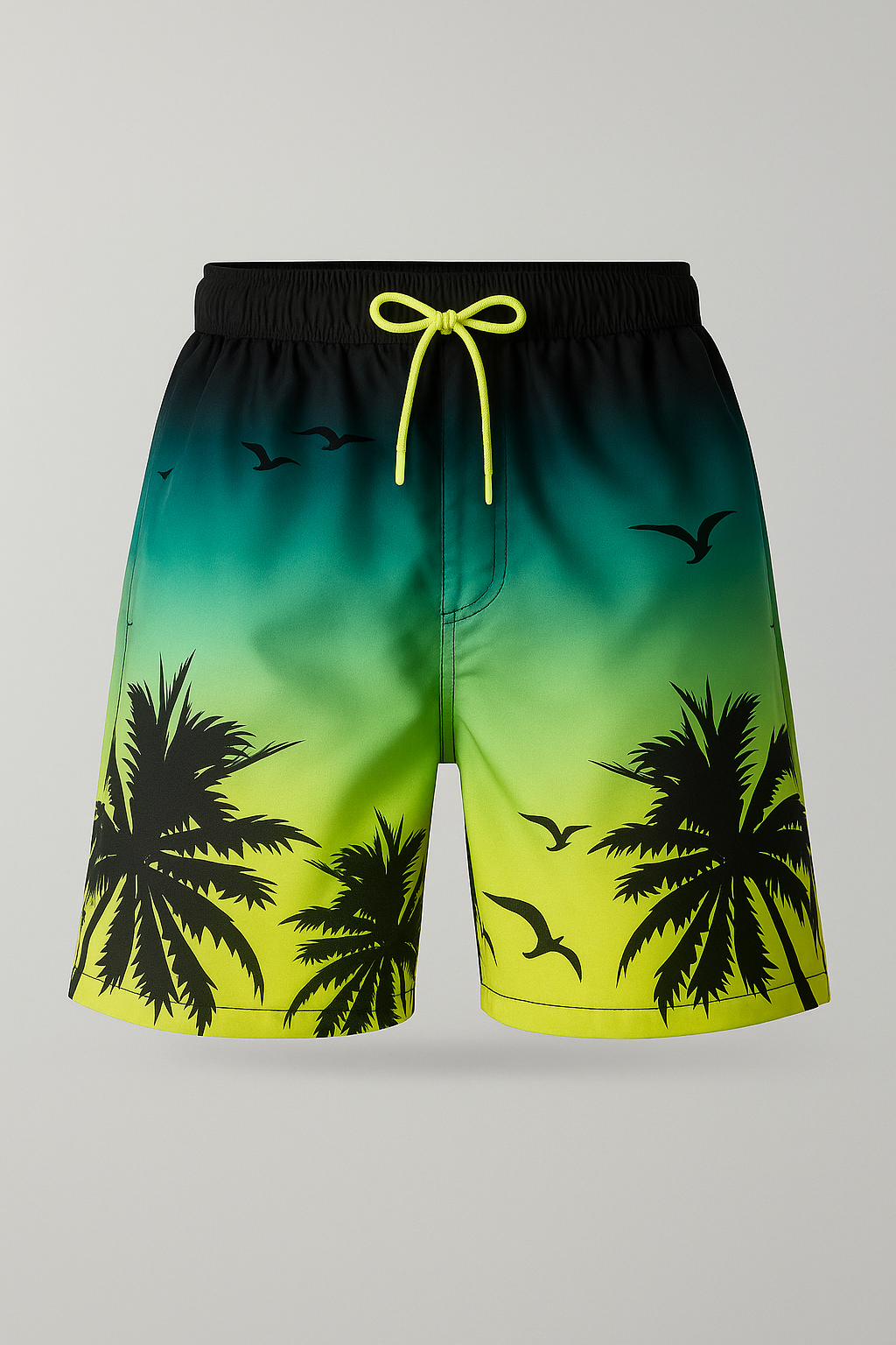 Kai | Boxer da uomo con stampa di tramonto tra le palme - Giallo-verde - fashion occasion: summer fashion style: summer summer Summer shorts - Concept Palermo