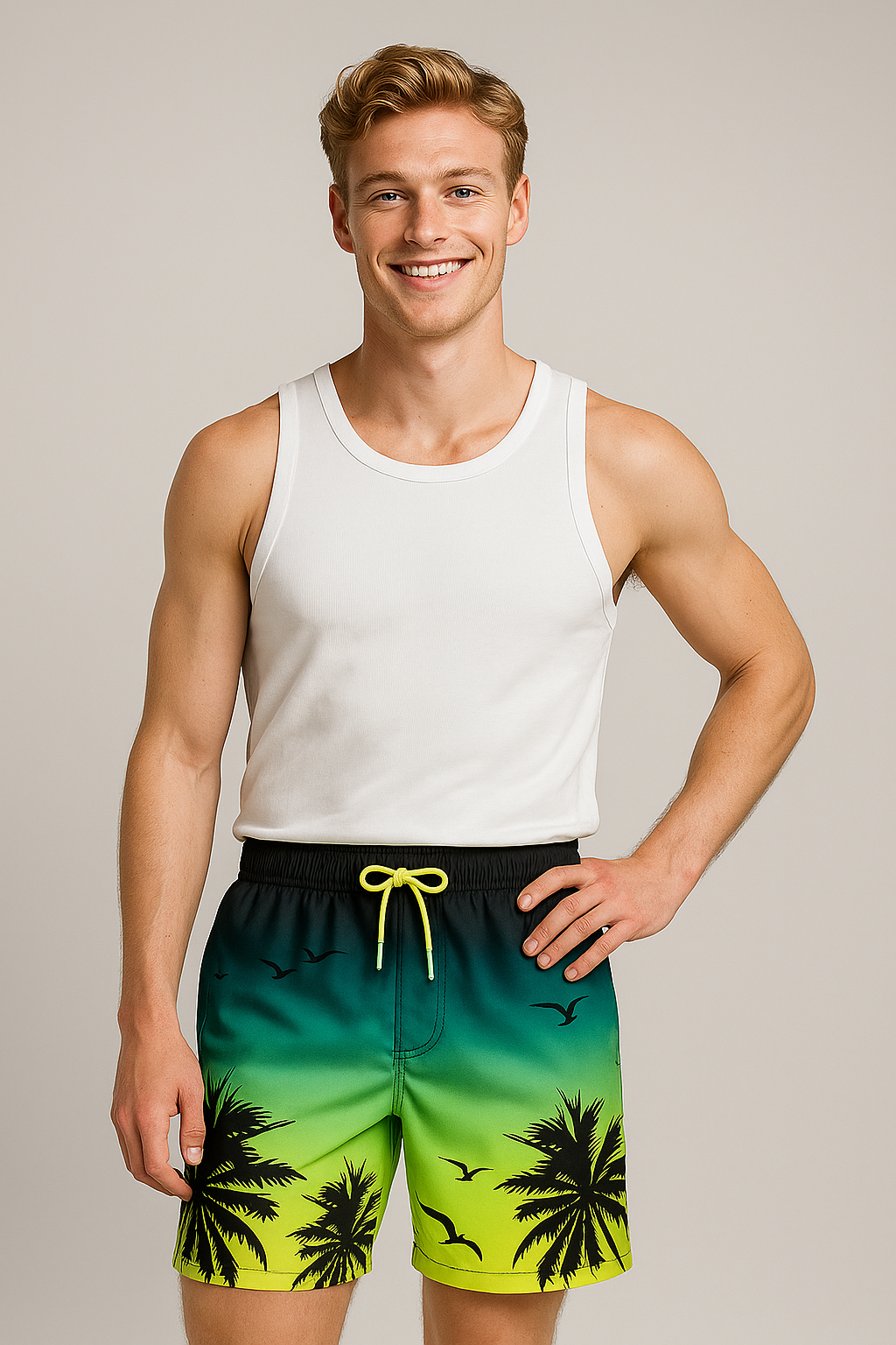 Kai | Boxer da uomo con stampa di tramonto tra le palme - - fashion occasion: summer fashion style: summer summer Summer shorts - Concept Palermo