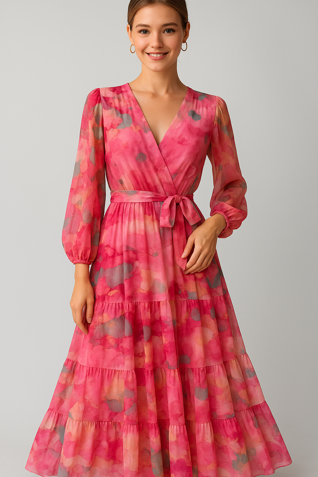 Ella | Abito Cerimonia Donna Maxi Floreale Elegante - - abbigliamento casual abito elegante abito floreale abito lungo con maniche abito maxi femminile abito versatile moda donna stile avvolgente vestito da matrimonio vestito estivo - Concept Palermo