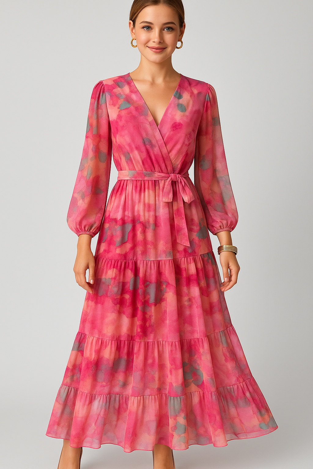 Ella | Abito Cerimonia Donna Maxi Floreale Elegante - - abbigliamento casual abito elegante abito floreale abito lungo con maniche abito maxi femminile abito versatile moda donna stile avvolgente vestito da matrimonio vestito estivo - Concept Palermo