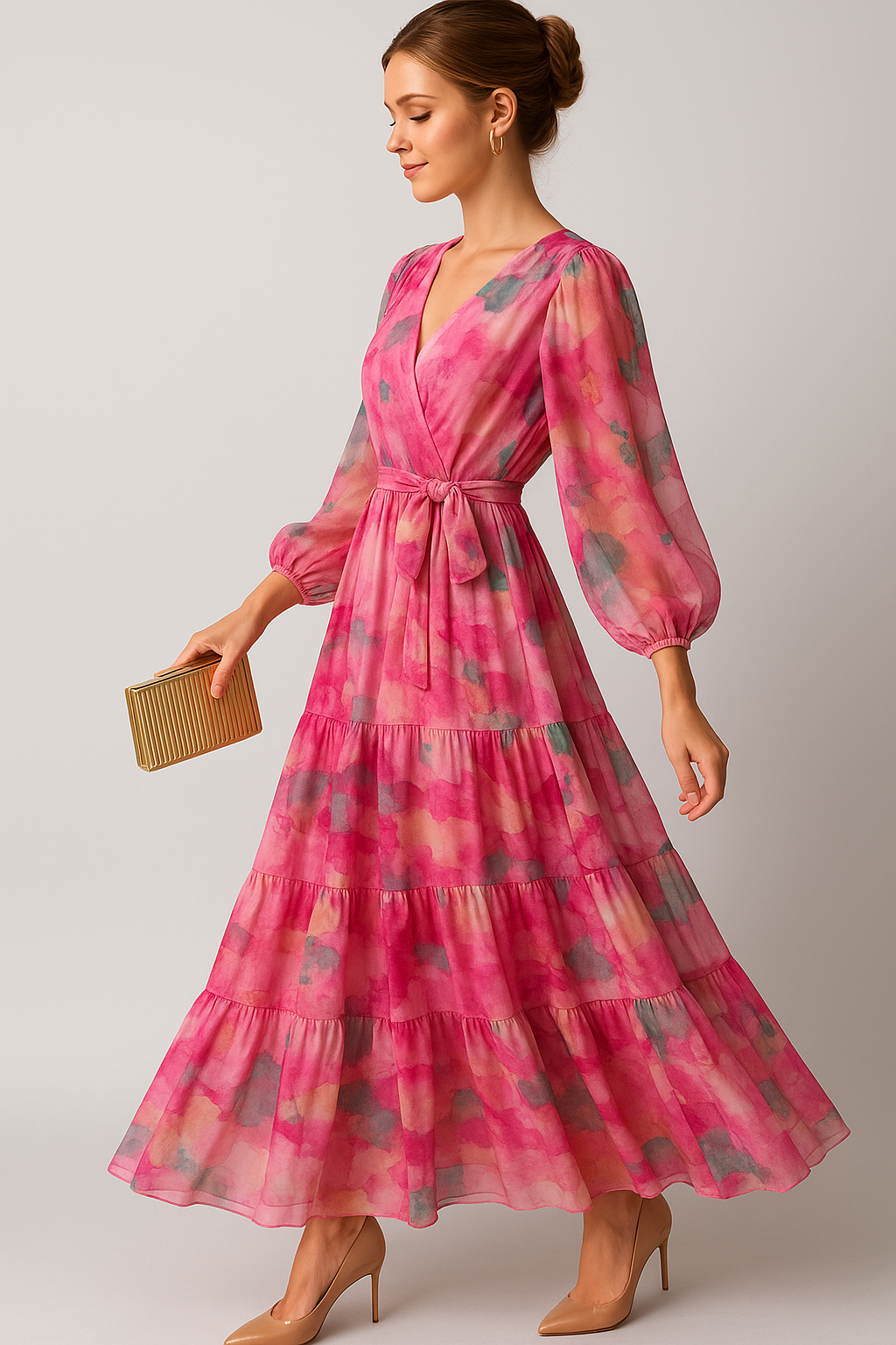 Ella | Abito Cerimonia Donna Maxi Floreale Elegante - - abbigliamento casual abito elegante abito floreale abito lungo con maniche abito maxi femminile abito versatile moda donna stile avvolgente vestito da matrimonio vestito estivo - Concept Palermo