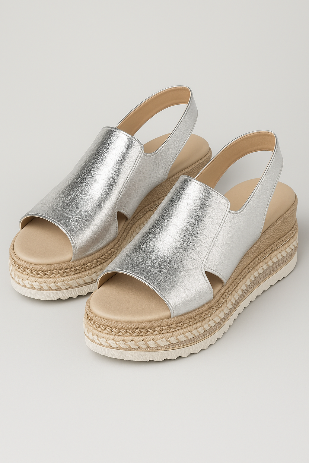 Annika | Sandali Slingback con Plateau Metallizzato - Argento - Frauen Sandalen SUMMER - Concept Palermo
