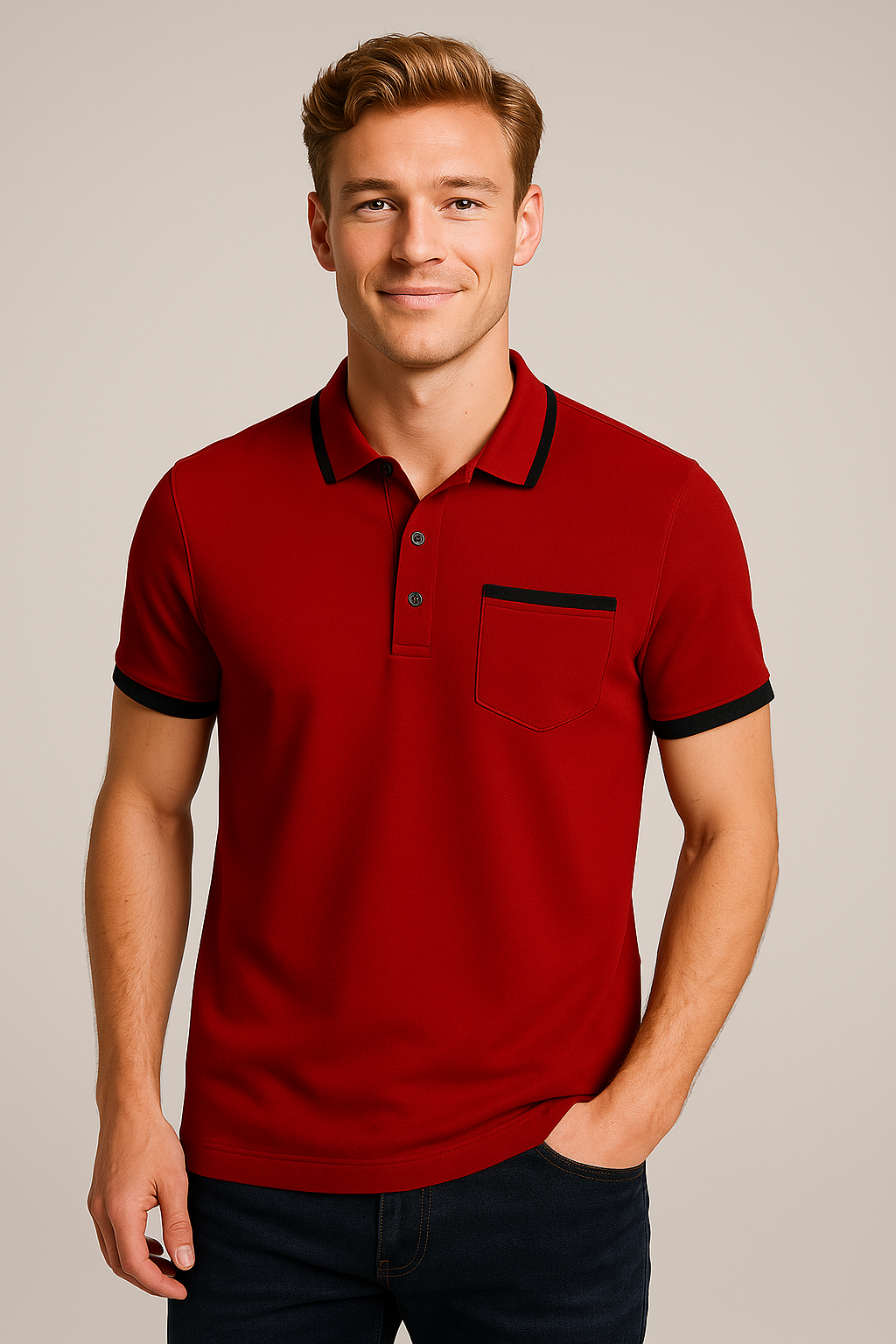 Rue | Polo elegante da uomo con dettagli a contrasto - - men Polo - Concept Palermo