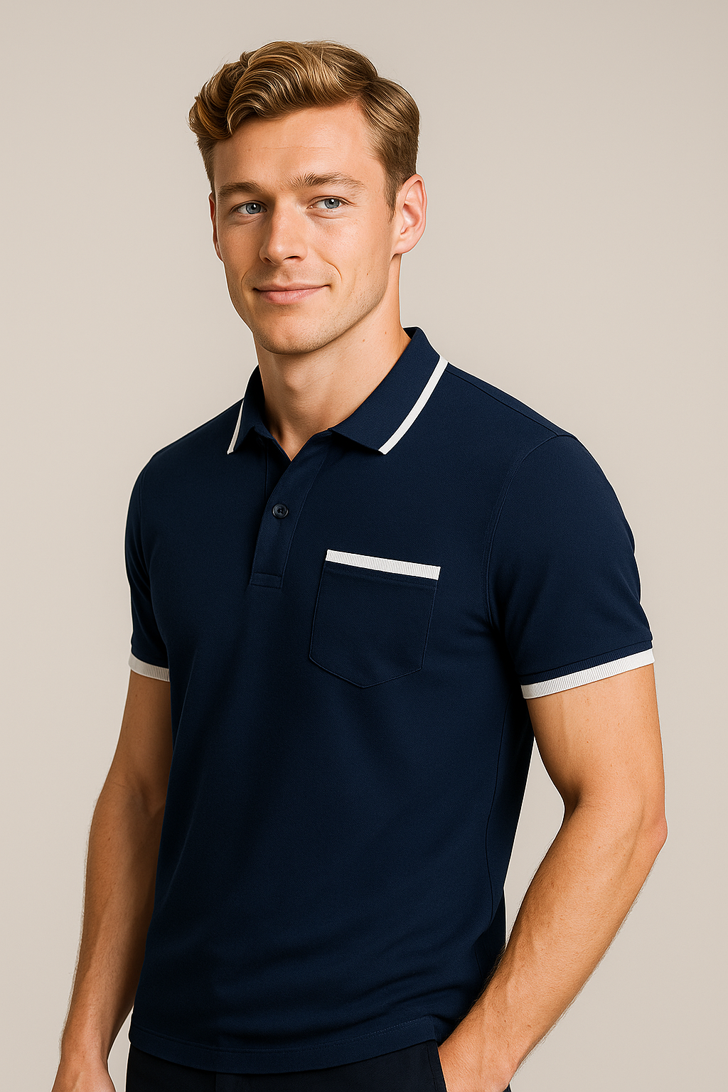 Rue | Polo elegante da uomo con dettagli a contrasto - - men Polo - Concept Palermo