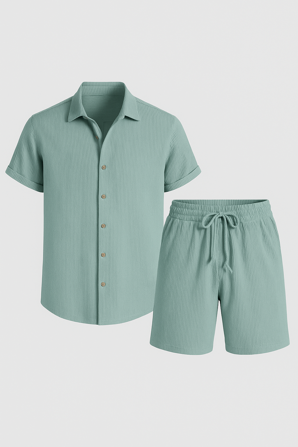 Jasper | Set estivo in cotone con camicia a maniche corte e pantaloncini elastici - Verde - casual summer outfit - Concept Palermo
