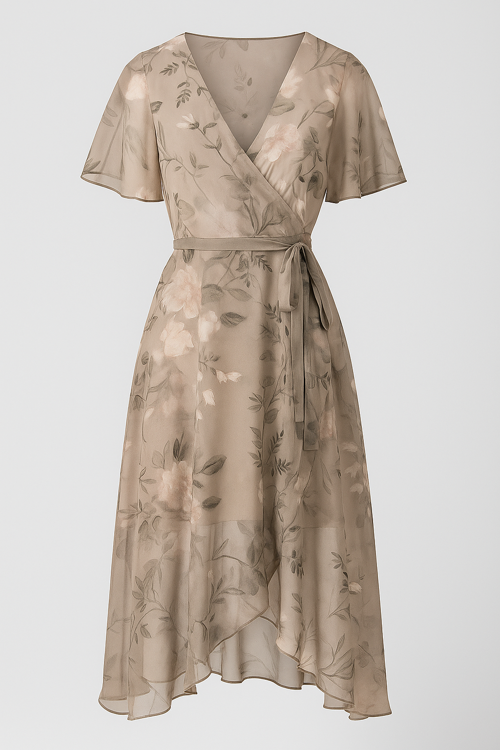 Aleyn | Elegante vestito floreale midi - Beige - Frauen Kleider SUMMER - Concept Palermo
