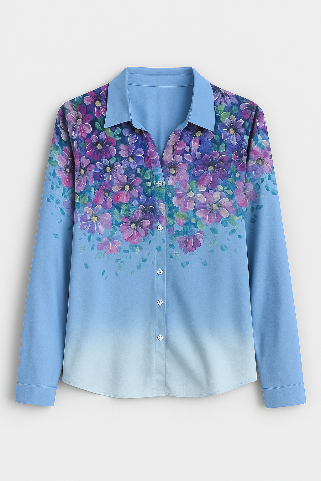 Evain | Camicetta Elegante con Dettagli di Stampa Floral - Blau - Frauen Bluse SUMMER - Concept Palermo