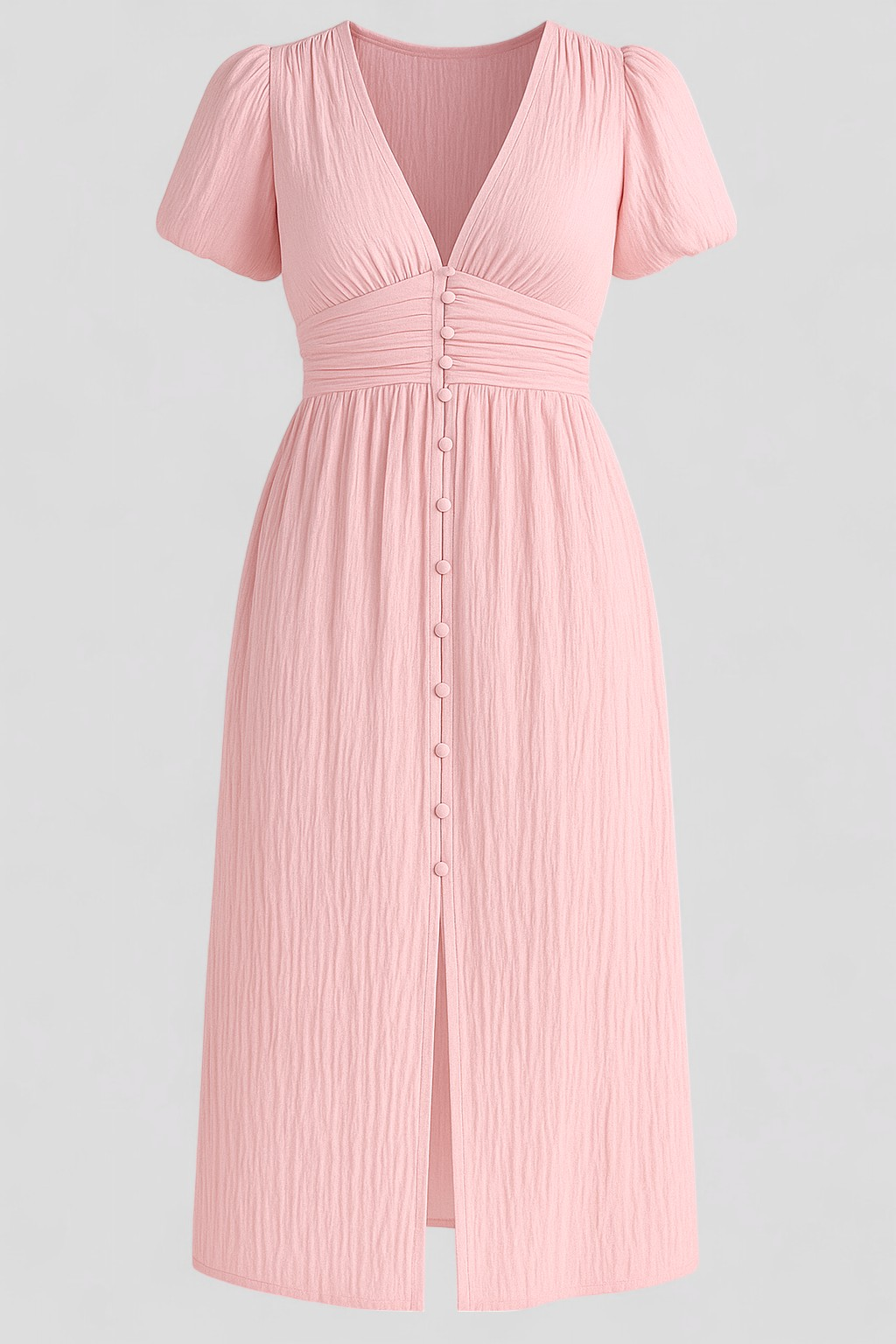 Giselle| Abito Donna Maxi Elegante - Rosa - abito da donna abito estivo abito fantastico abito leggero abito maxi abito romantico maxi dress vestito con maniche a sbuffo vestito elegante vestito per eventi - Concept Palermo