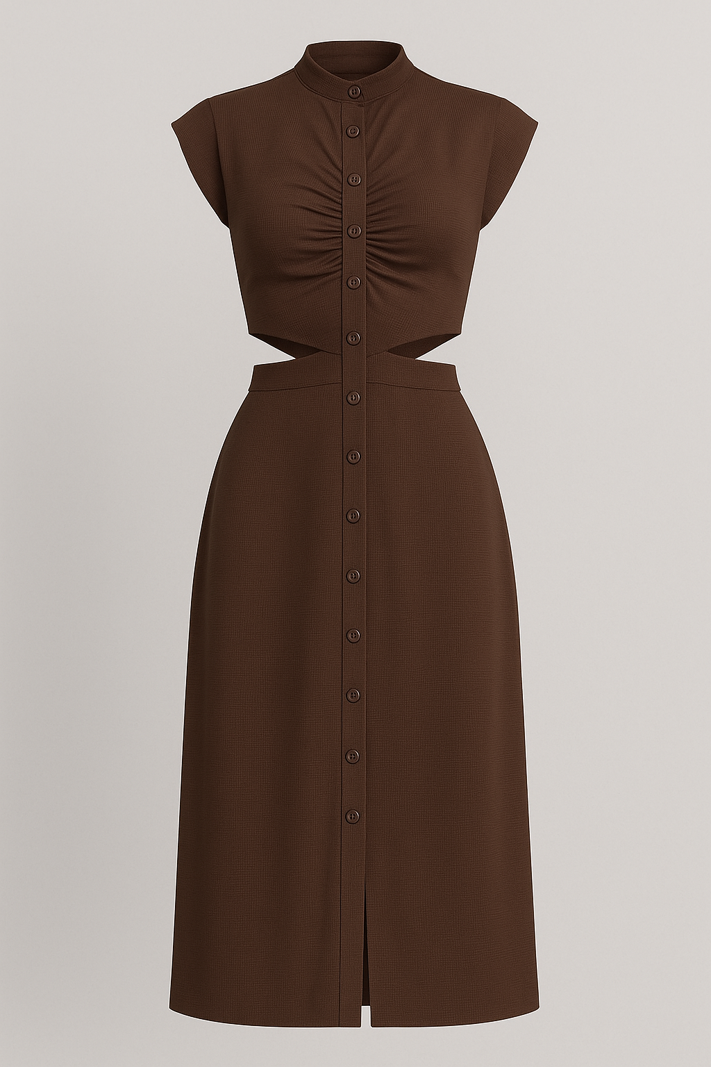 Lisette | Abito Elegante con Maniche a Cappuccio - Marrone - abbigliamento formale abito con spacco abito elegante comfort premium design raffinato maniche a cappuccio moda moderna outfit romantico stile sofisticato tunica versatile - Concept Palermo