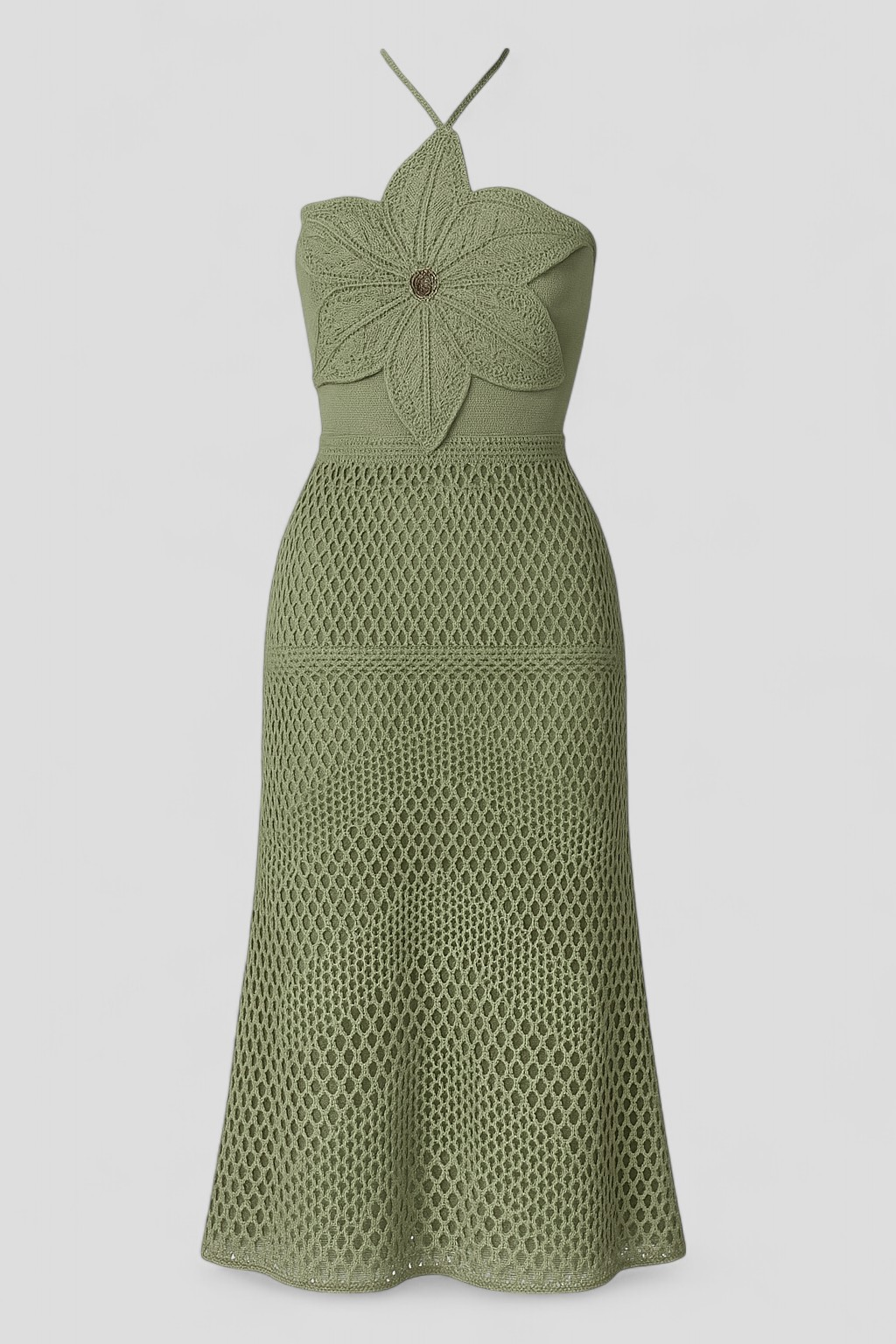 Alva | Abito da Donna Elegante con Applicazioni 3D - Verde - abbigliamento serale abito con applicazioni abito elegante abito sexy design floreale 3D moda sofisticata tunica con scollatura americana vestito da donna vestito estivo vestito per matrimoni - Concept Palermo