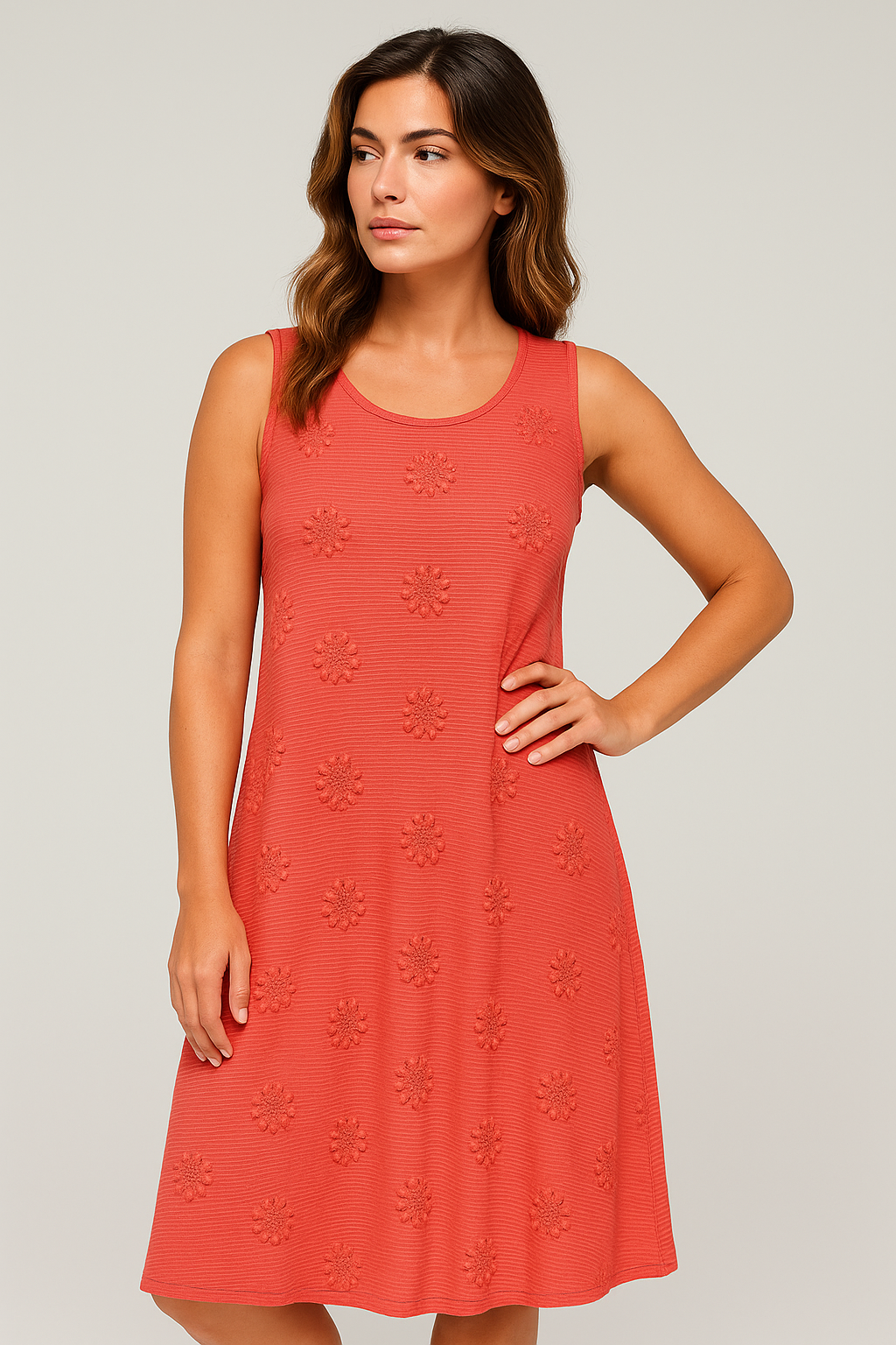Bethany | Abito Estivo Donna con Tasche Elegante - - abbigliamento estivo abito con tasche abito estivo comfort quotidiano eleganza semplice lunghezza midi ricami floreali silhouette relaxed stile casual estivo vestito senza maniche - Concept Palermo