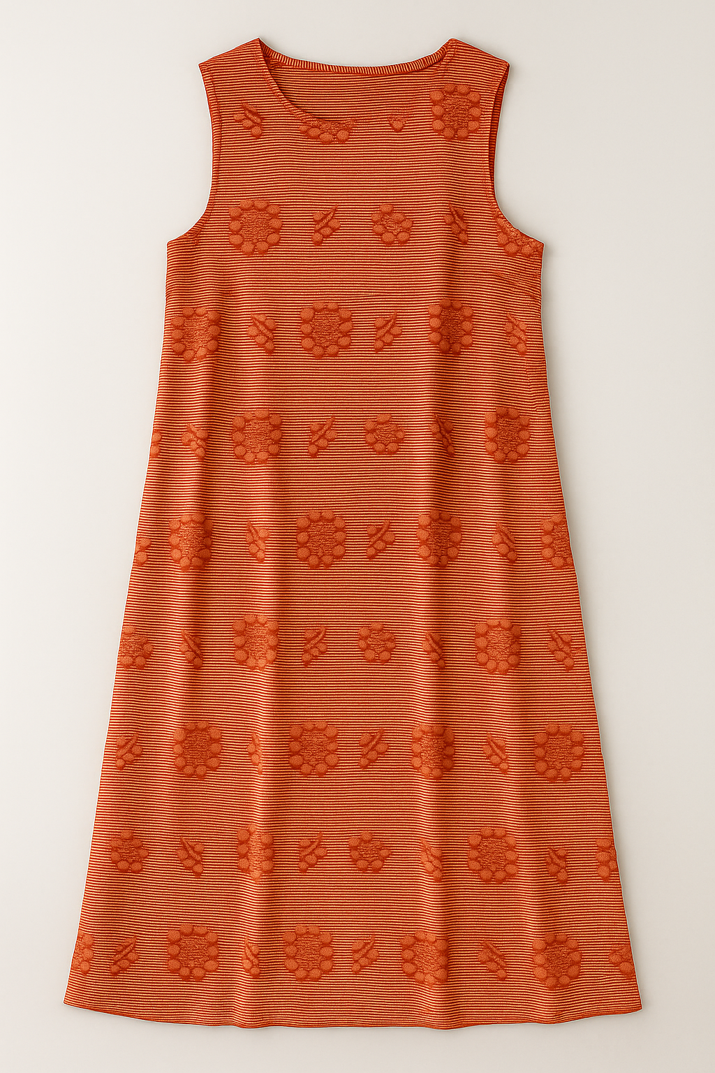 Bethany | Abito Estivo Donna con Tasche Elegante - Arancione - abbigliamento estivo abito con tasche abito estivo comfort quotidiano eleganza semplice lunghezza midi ricami floreali silhouette relaxed stile casual estivo vestito senza maniche - Concept Palermo