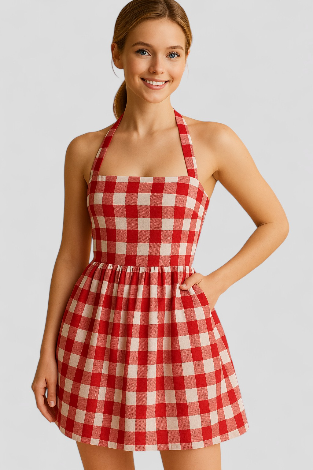 Avena | Abito Donna Flare Elegante in Cotone - - abito corto abito flare abito halter abito in cotone abito senza maniche fashion elegante look estivo moda femminile vestibilità regolare vestito estivo - Concept Palermo