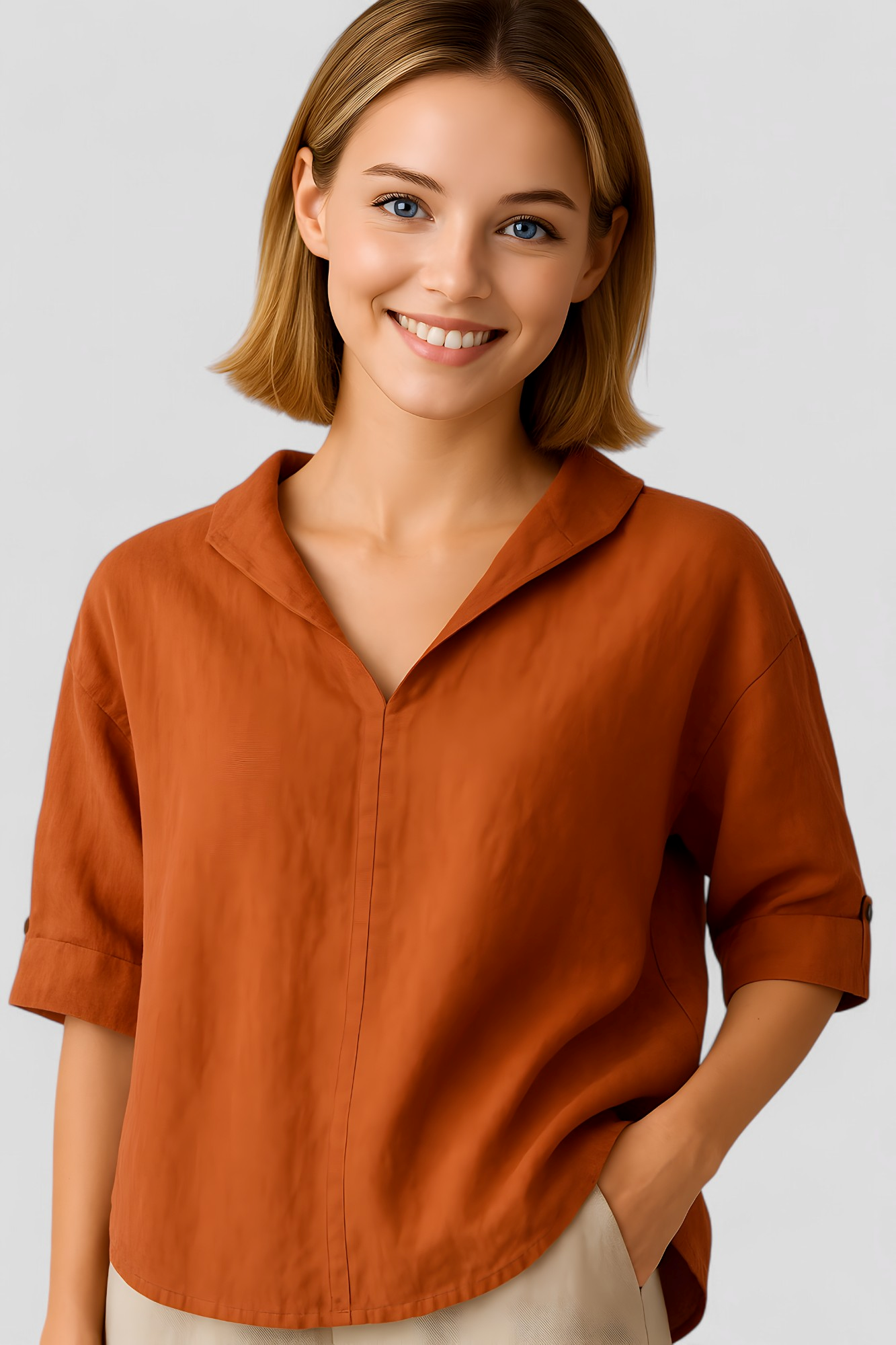 Gema | Blusa Donna Elegante in Lino Leggera - - abbigliamento casual blusa ampia blusa donna estiva blusa in lino maglia traspirante moda donna outfit versatile style chic tessuto naturale top leggero - Concept Palermo