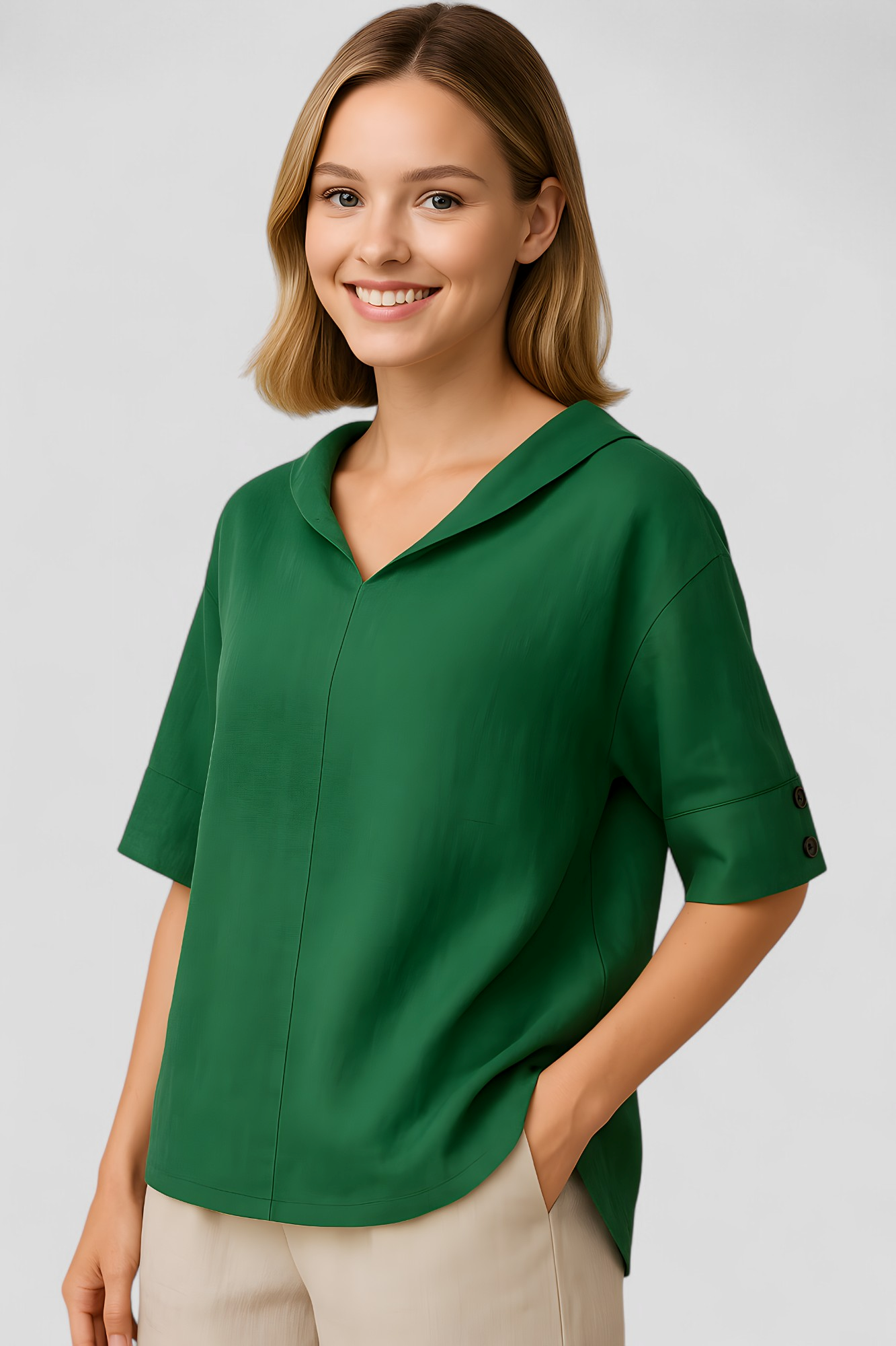 Gema | Blusa Donna Elegante in Lino Leggera - - abbigliamento casual blusa ampia blusa donna estiva blusa in lino maglia traspirante moda donna outfit versatile style chic tessuto naturale top leggero - Concept Palermo