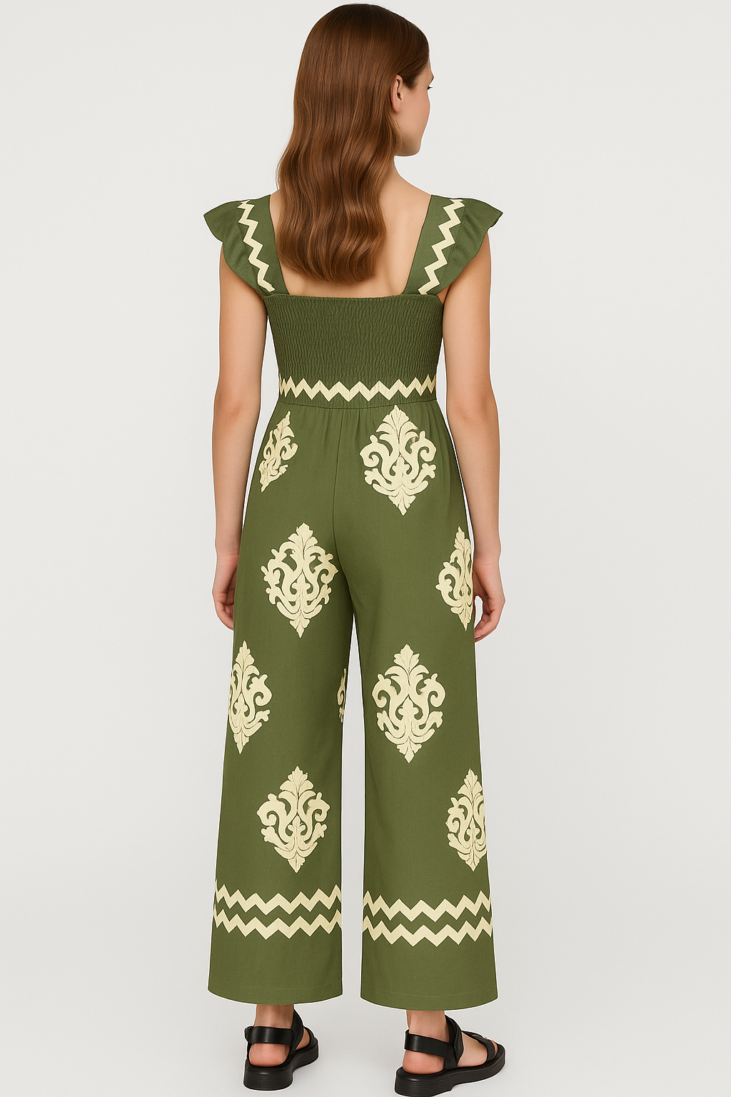 Tonia | Tuta Donna Bohemien a Vita Alta Gamba Larga - - abbigliamento casual moda estiva stile vintage tuta a vita alta tuta bohemien tuta con maniche a cappuccio tuta donna tuta elegante tuta gamba larga tuta leggera - Concept Palermo