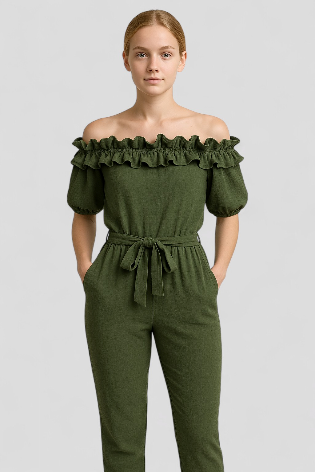 Emma | Kombinezon Elegante con Maniche a Volant - - abbigliamento estivo abito comodo capo alla moda kombinezon elegante look romantico maniche a volant outfit serale stile e comfort versatilità moda vestiti femminili - Concept Palermo