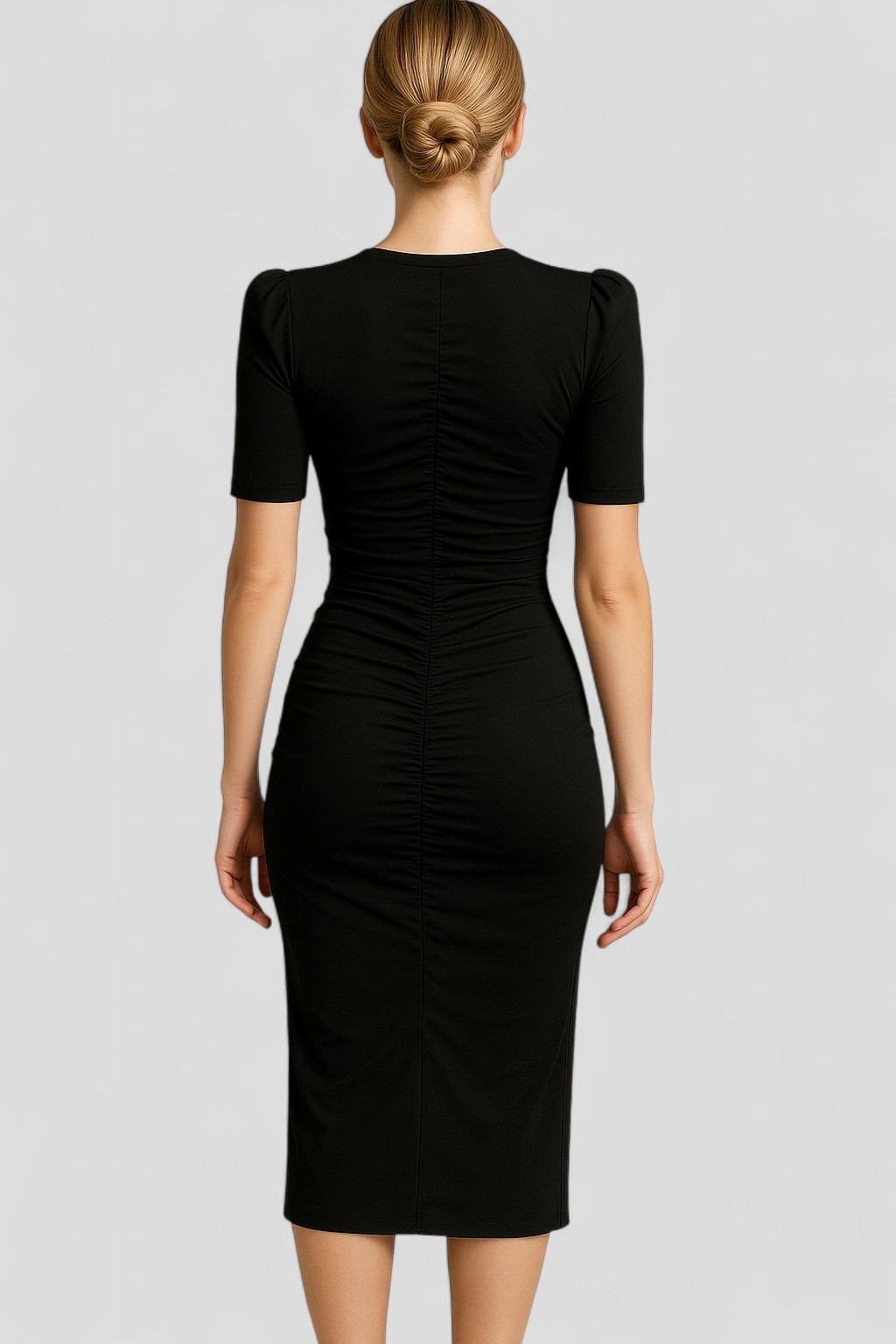 Gia | Abito Midi Elegante con Spacco per Donna - - abbigliamento donna chic abbigliamento leggero e traspirante abito bodycon abito con spacco elegante abito midi in cotone abito versatile con maniche corte moda primavera estate outfit da brunch stile e comfort vestito estivo casual - Concept Palermo