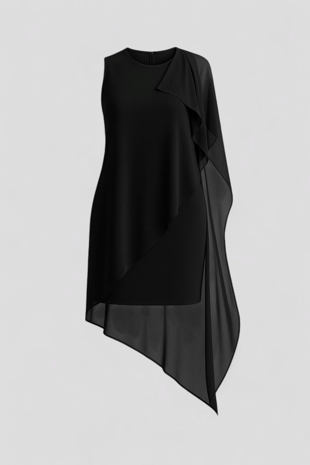 Edita | Abito Estivo Senza Maniche per Donna - Nero - abito elegante abito estivo senza maniche abito traspirante moda estiva stile estivo sukienka con scollo rotondo sukienka estiva sukienka in chiffon sukienka slim fit sukienka versatile - Concept Palermo