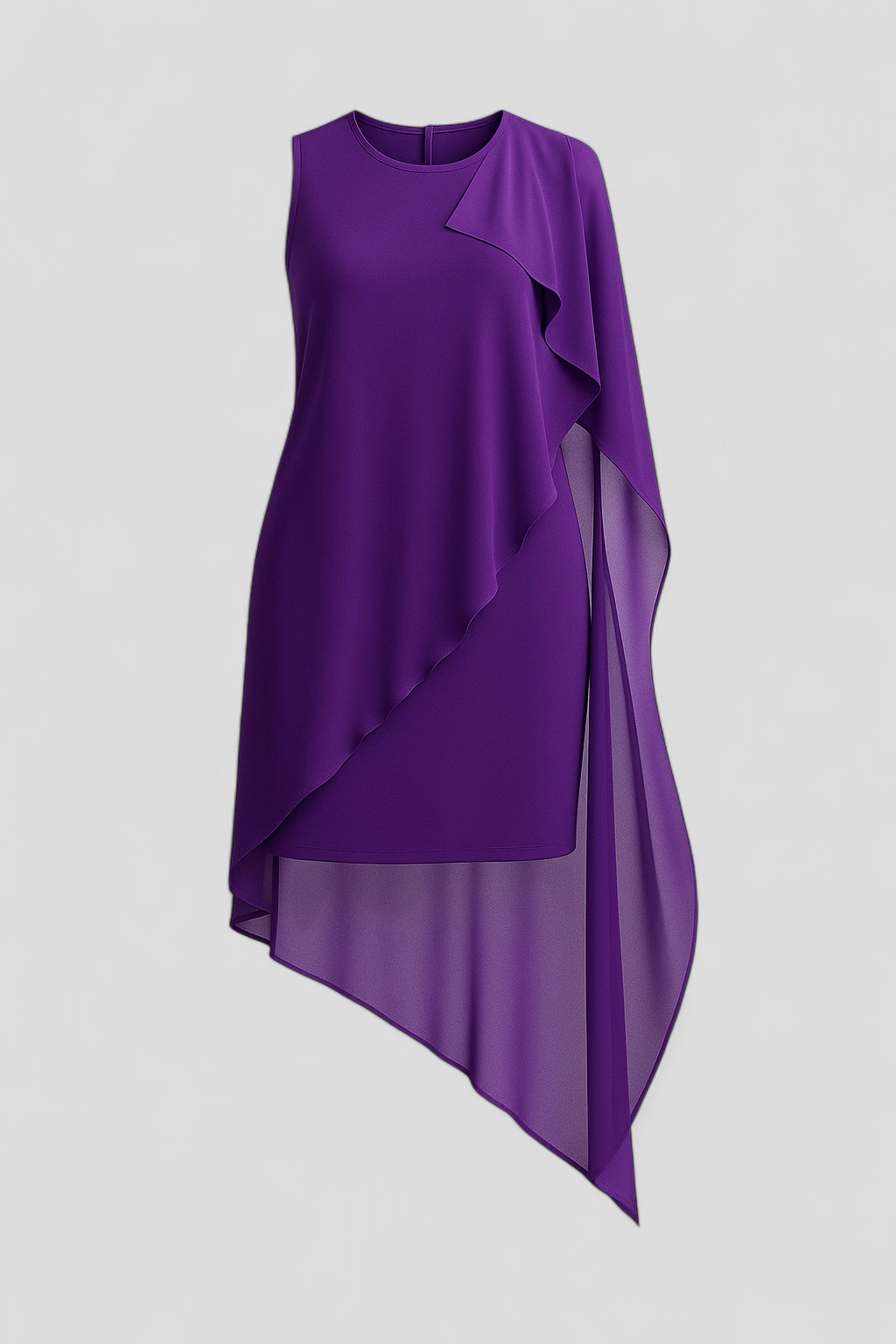 Edita | Abito Estivo Senza Maniche per Donna - Porpora - abito elegante abito estivo senza maniche abito traspirante moda estiva stile estivo sukienka con scollo rotondo sukienka estiva sukienka in chiffon sukienka slim fit sukienka versatile - Concept Palermo