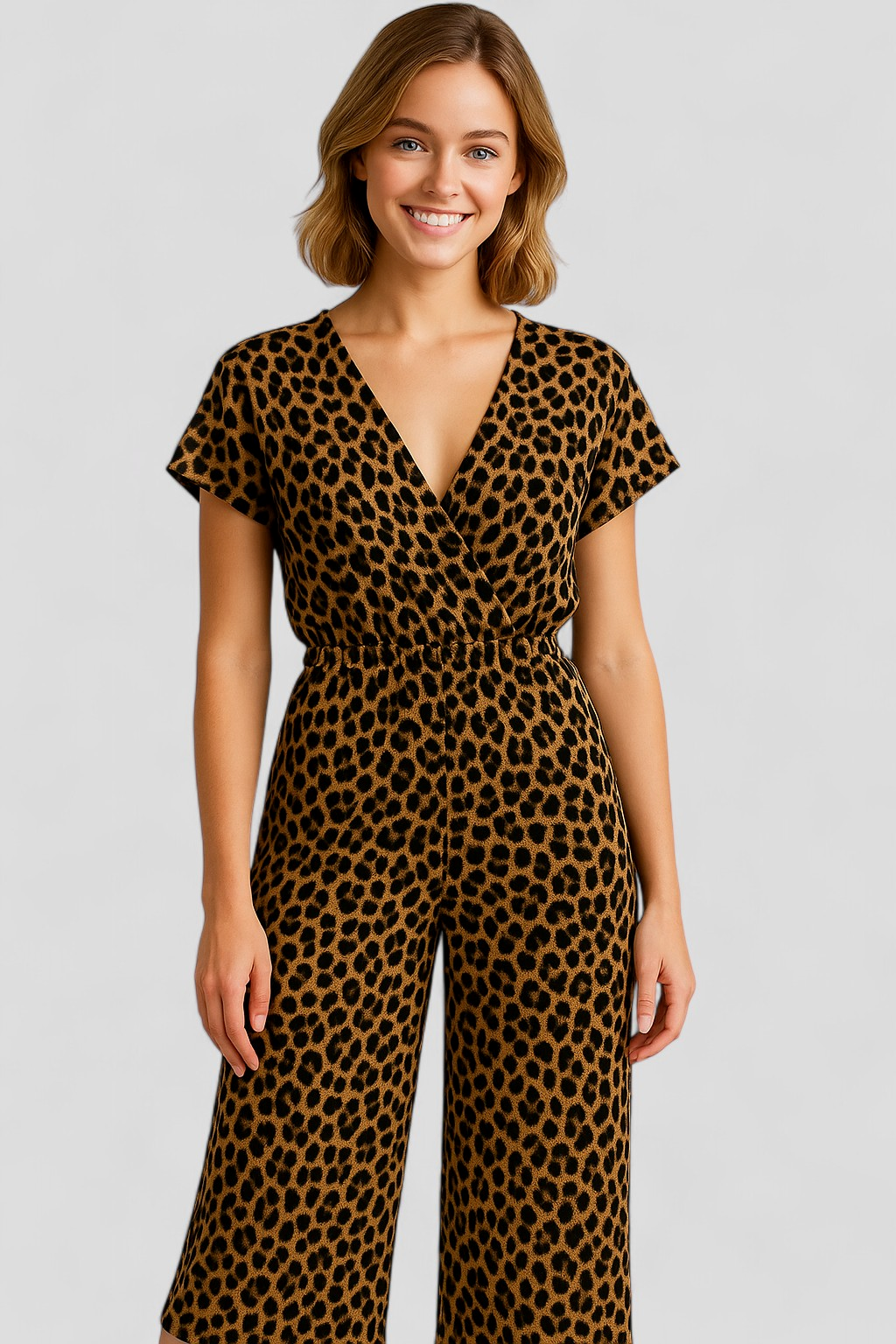 Tecla | Tuta Elegante Donna con Motivo Pantera - - abbigliamento versatile collo a V design pantera materiale morbido occasione casual pantaloni larghi stile moderno tuta chic tuta donna tuta elegante - Concept Palermo