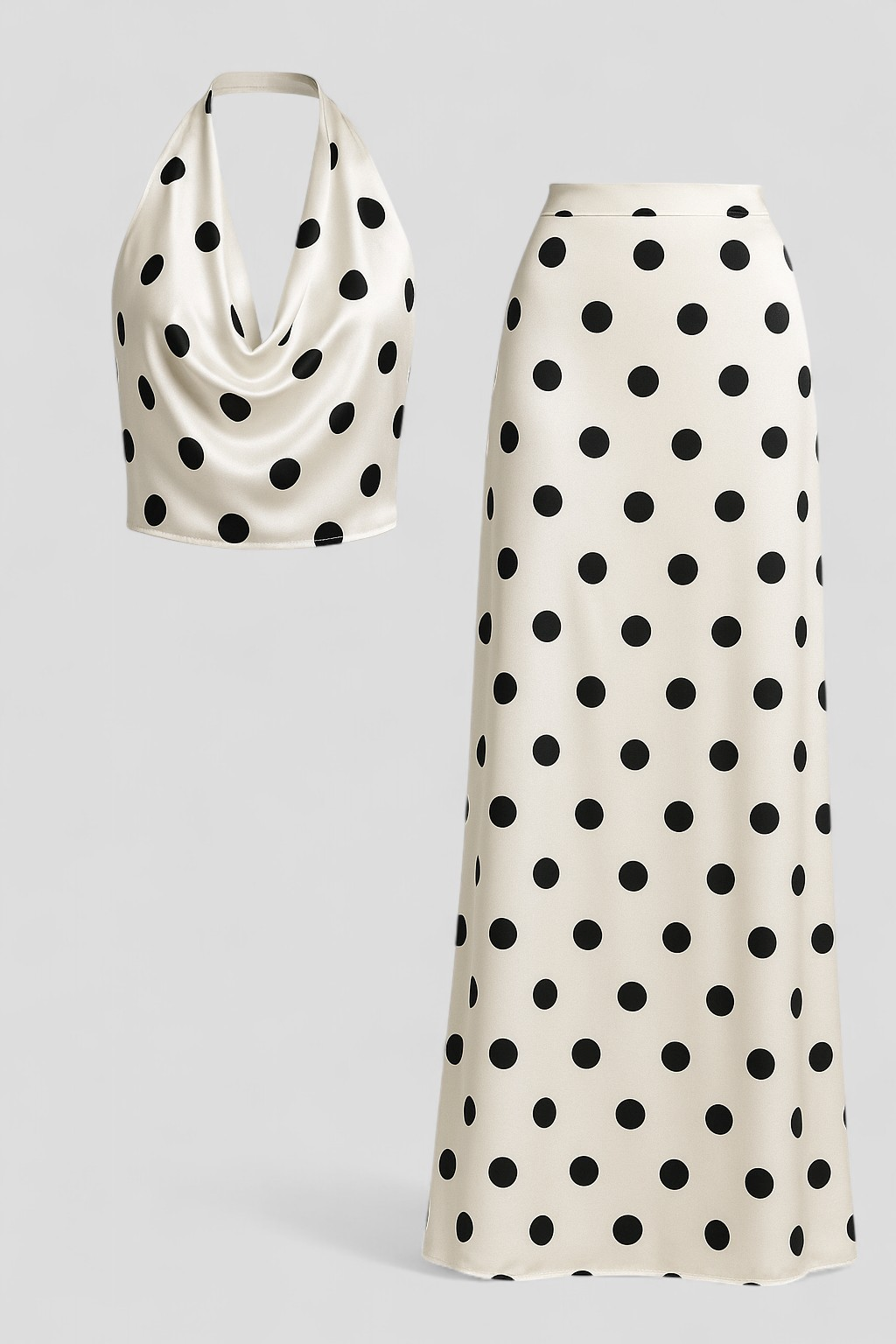 Agnesia | Set di Abbigliamento a Pois per Donne - Bianco - abbigliamento casual abbigliamento elegante abbigliamento estivo completo due pezzi moda a pois outfit a pois set abbigliamento tessuto leggero vari colori abbigliamento vestibilità regolare - Concept Palermo