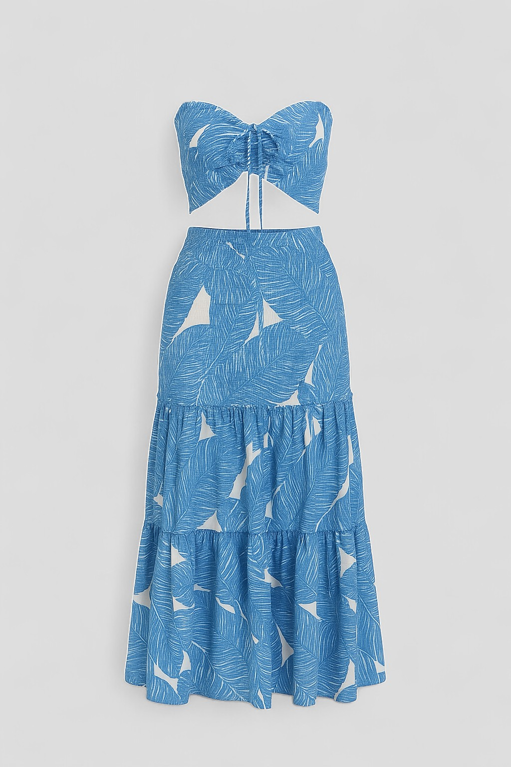 Edetta | Abito Estivo Aderente con Stampa Tropicale Donna - Blu - Abito con Scollo Bandeau Abito Estivo Abito Multicolore Bordo Arricciato Design Aderente Look Estivo Stampa Tropicale Stile Aderente Vestito per Vacanze Vita Cinch - Concept Palermo