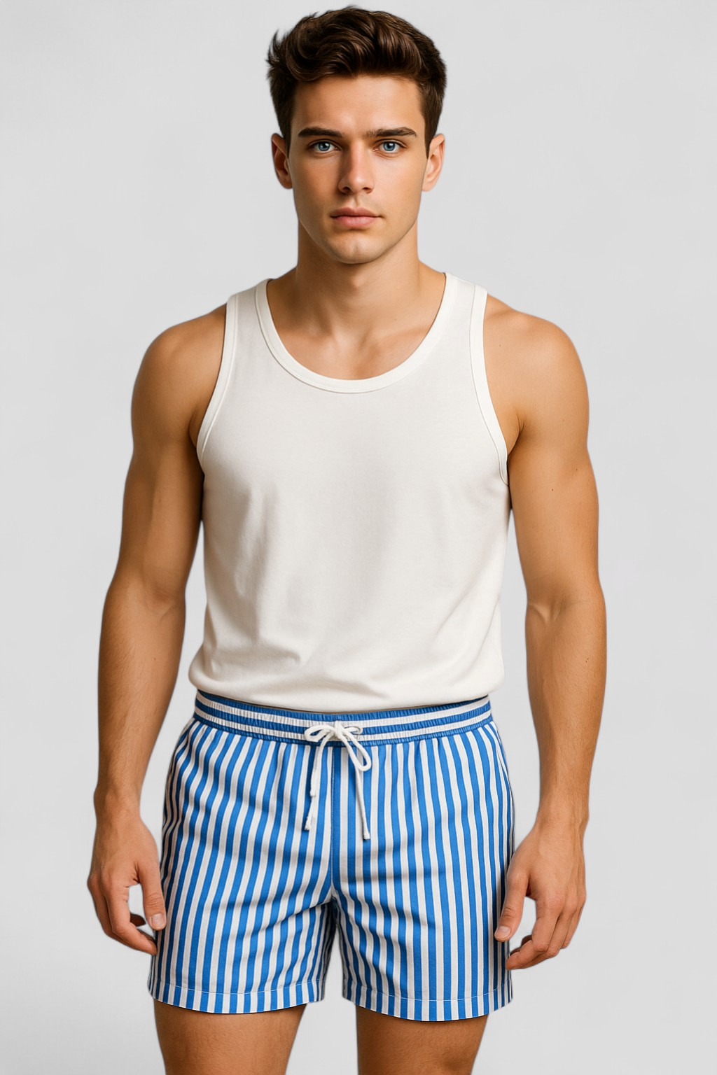 Nico | Costume Uomo Stripes Confortevole Estivo - - abbigliamento piscina costumi a righe costumi da bagno uomo costumi da mare costumi da spiaggia costumi estivi moda estiva shorts da bagno stile marittimo tessuto ad asciugatura rapida - Concept Palermo