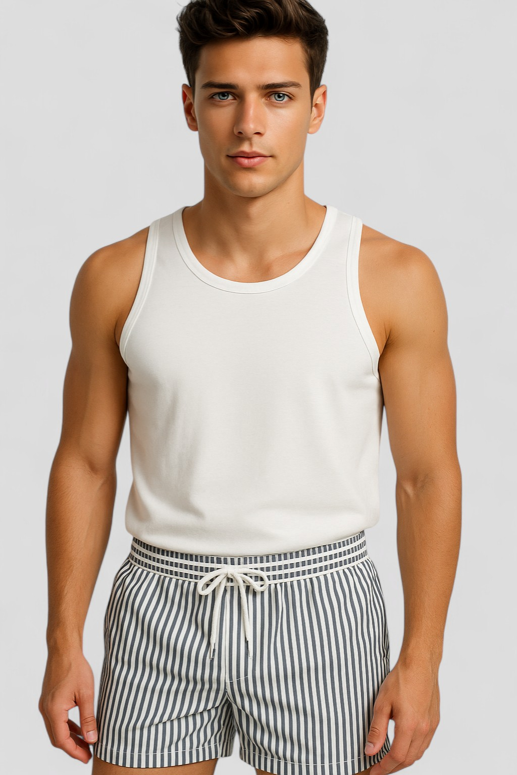 Nico | Costume Uomo Stripes Confortevole Estivo - - abbigliamento piscina costumi a righe costumi da bagno uomo costumi da mare costumi da spiaggia costumi estivi moda estiva shorts da bagno stile marittimo tessuto ad asciugatura rapida - Concept Palermo