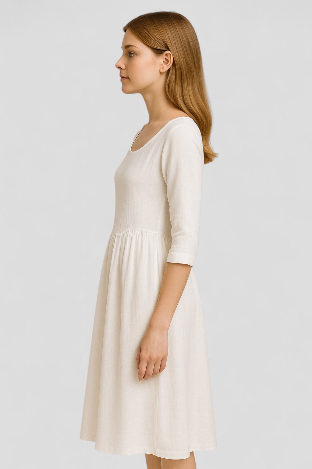 Rita | Abito Donna Estivo in Lino Comodo - - abbigliamento casual abito estivo abito versatile comfort fashion estivo lino maniche a tre quarti scollatura quadrata stile taglie comode - Concept Palermo